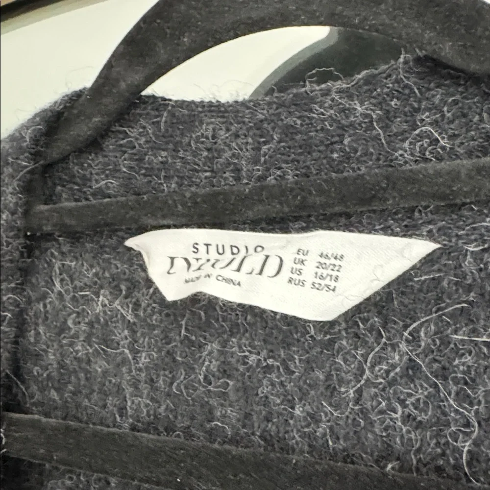 Cozy Black Button-Up Cardigan Grandpa sweater Ulla Popken